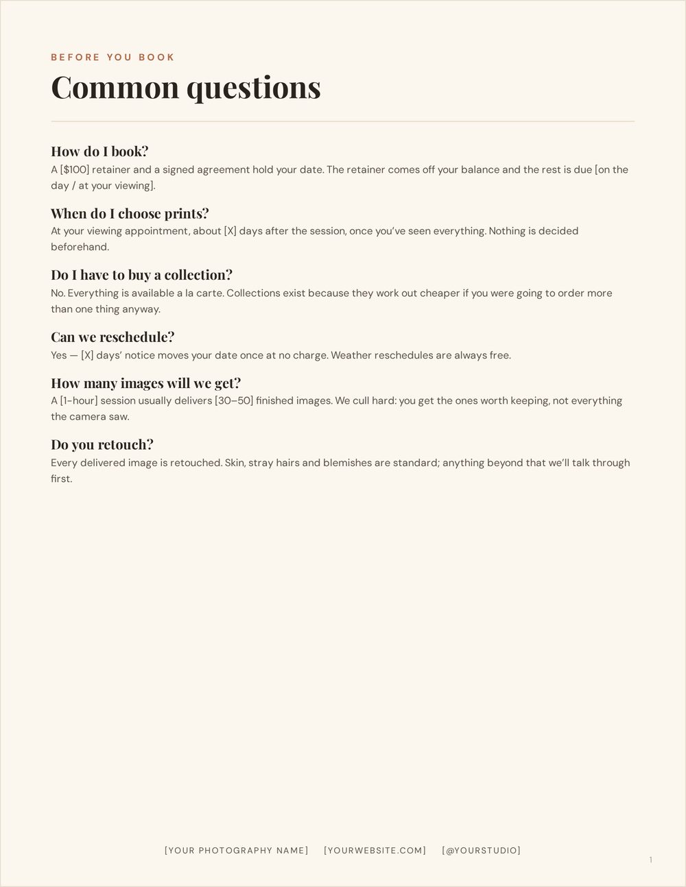 Common questions &mdash; the six you answer every week
