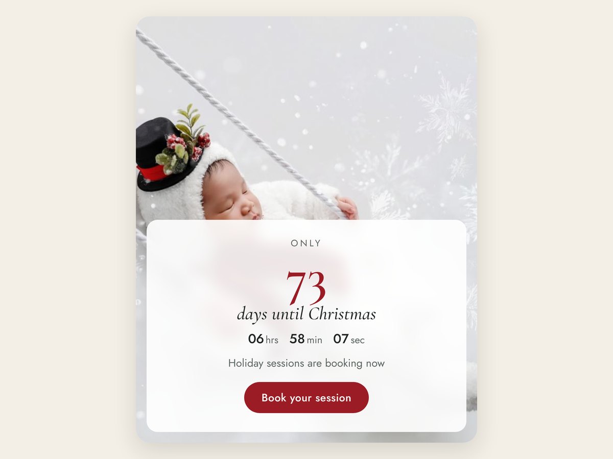 Christmas Countdown: a holiday photo with a days-until-Christmas counter